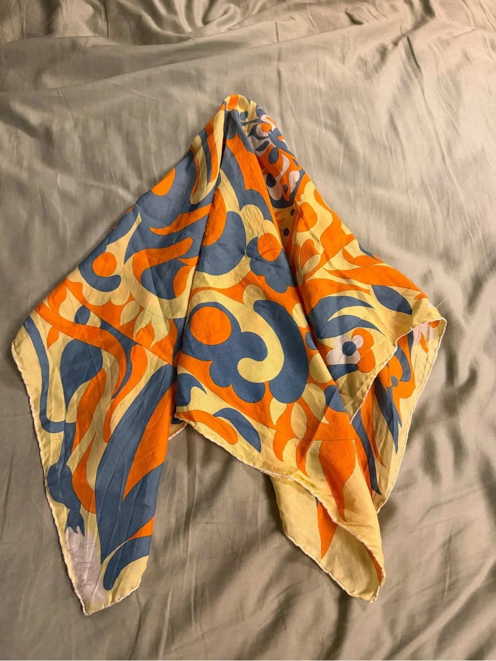 Vintage Abercrombie Fitch Italy Silk Scarf Mod Psychedelic Graphic 30” Carre